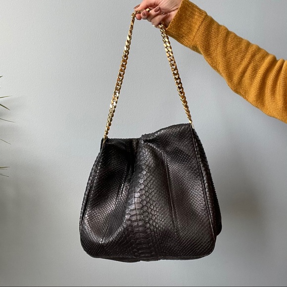 SOLD Céline Black Python Leather Gourmette Bag - Picture 8 of 16